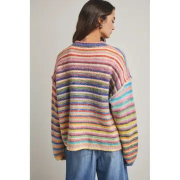Rainbow Knit Cardigan - Sky/Purple