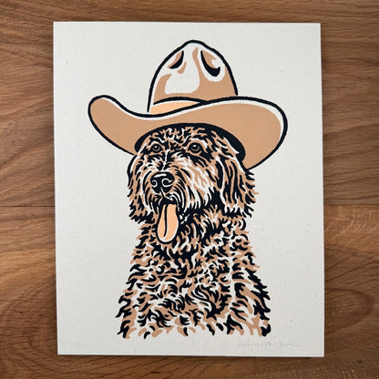 Golden Doodle Cowdog - Signed 8x10in Silkscreen Print