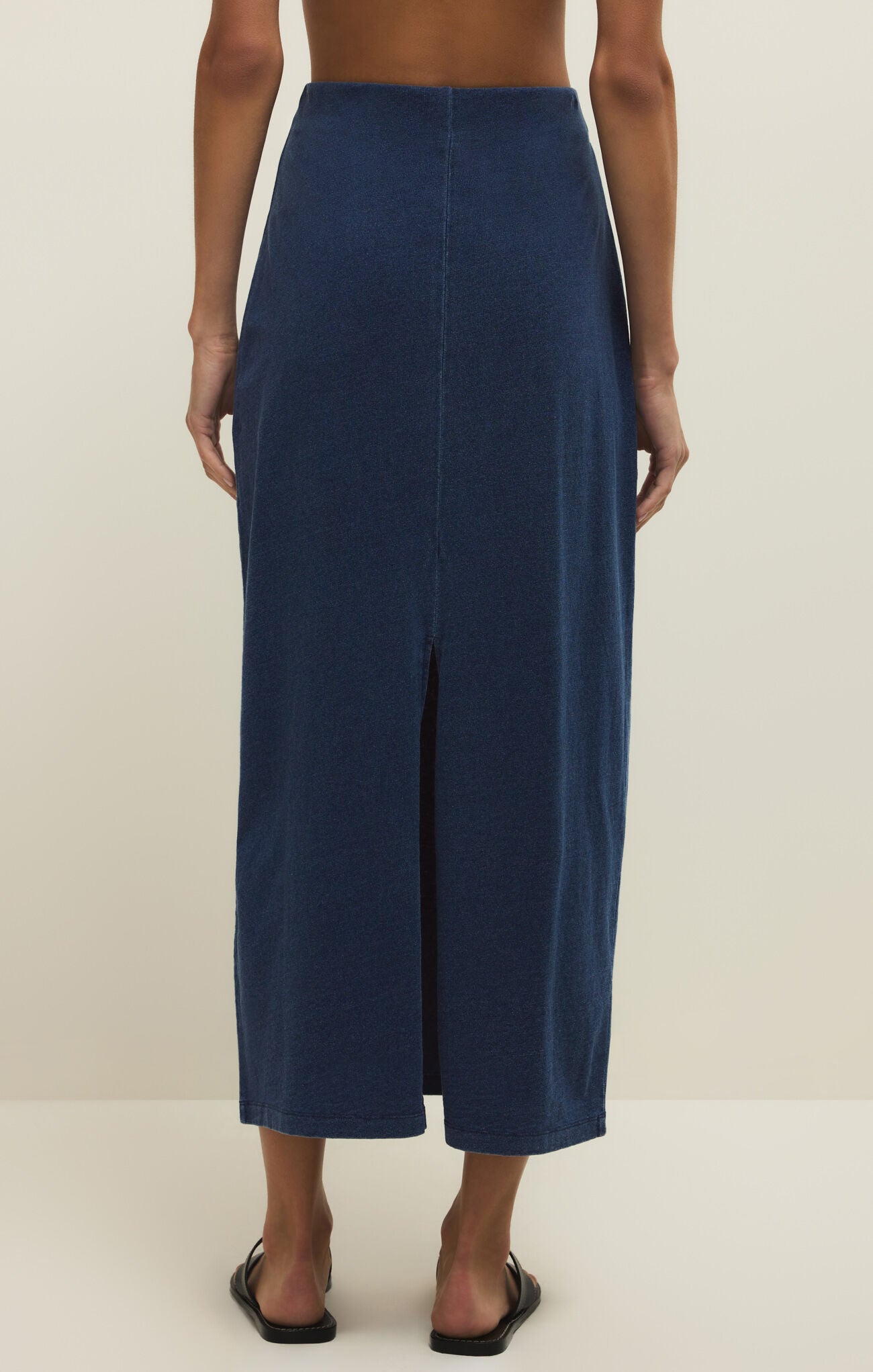 Gail Jersey Denim Midi Skirt - Indigo