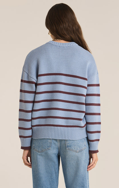 Boyfriend Stripe Sweater - Light Denim