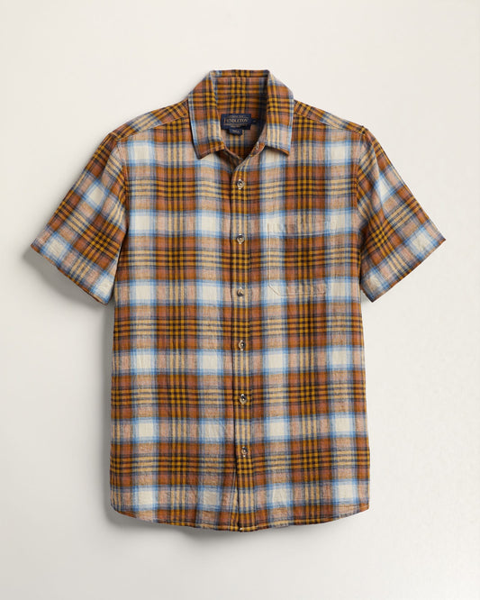 Dawson Linen Shirt - Adobe/Blue/Plaid