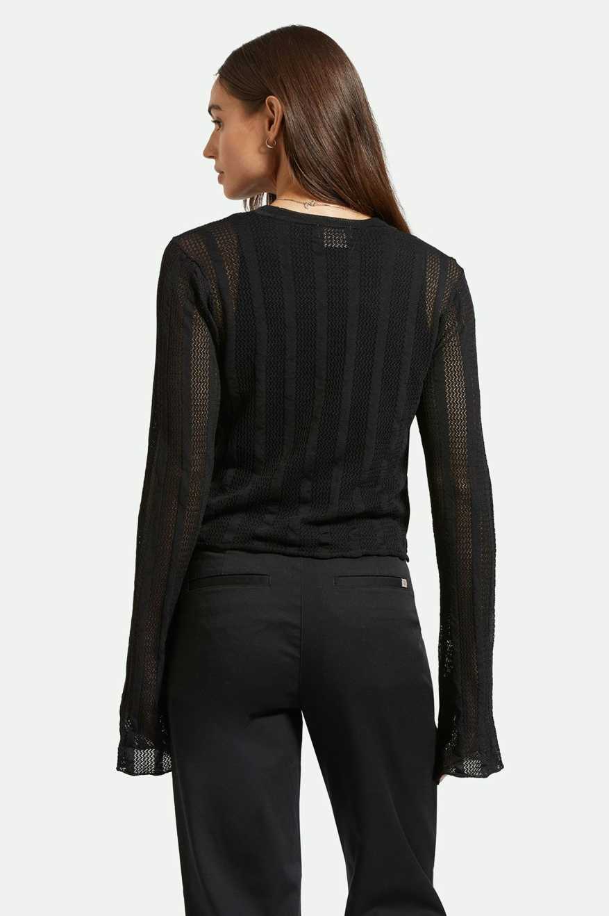 Sheer Knit Top L/S - Black