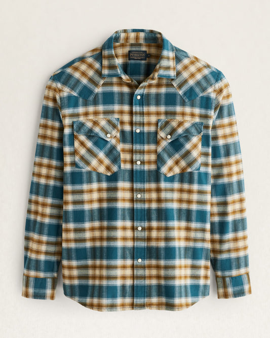 Wyatt Shirt - Blue/Bronze Plaid