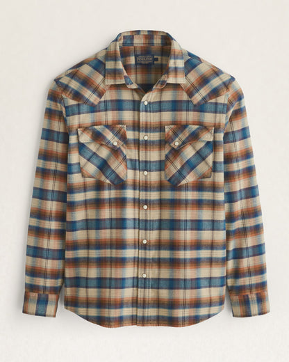 Wyatt Shirt - Khaki/Brown/Blue Plaid