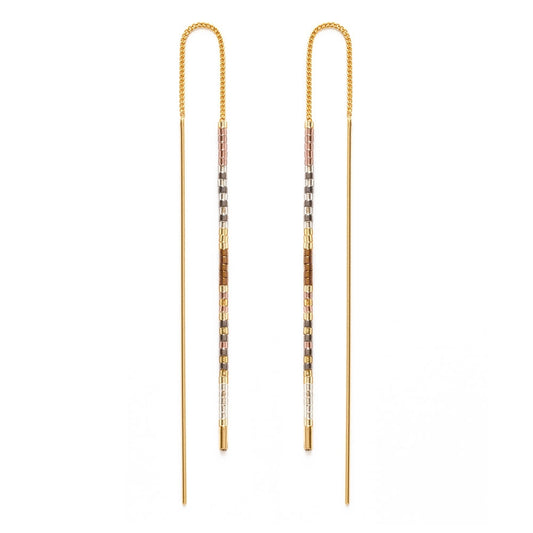 Miyuki Seed Bead Threader Earrings - Champagne
