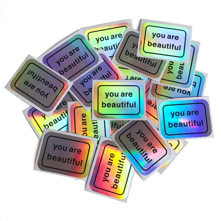 You Are Beautiful Holographic Sticker - 20 Pack