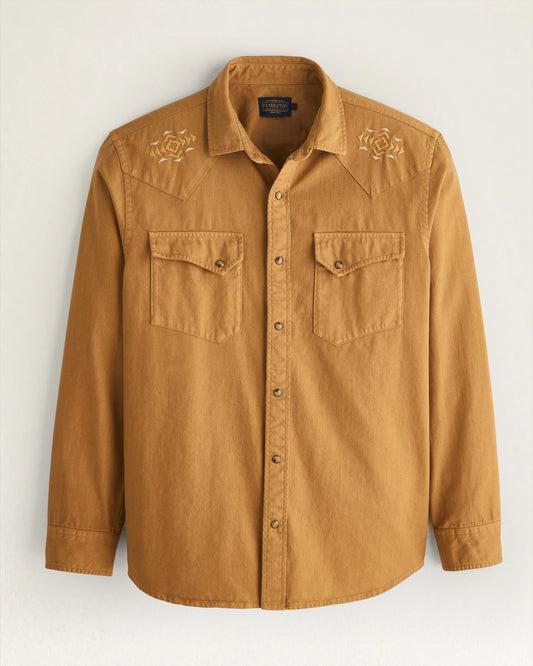 Chandler Embroidered Denim Shirt - Tan