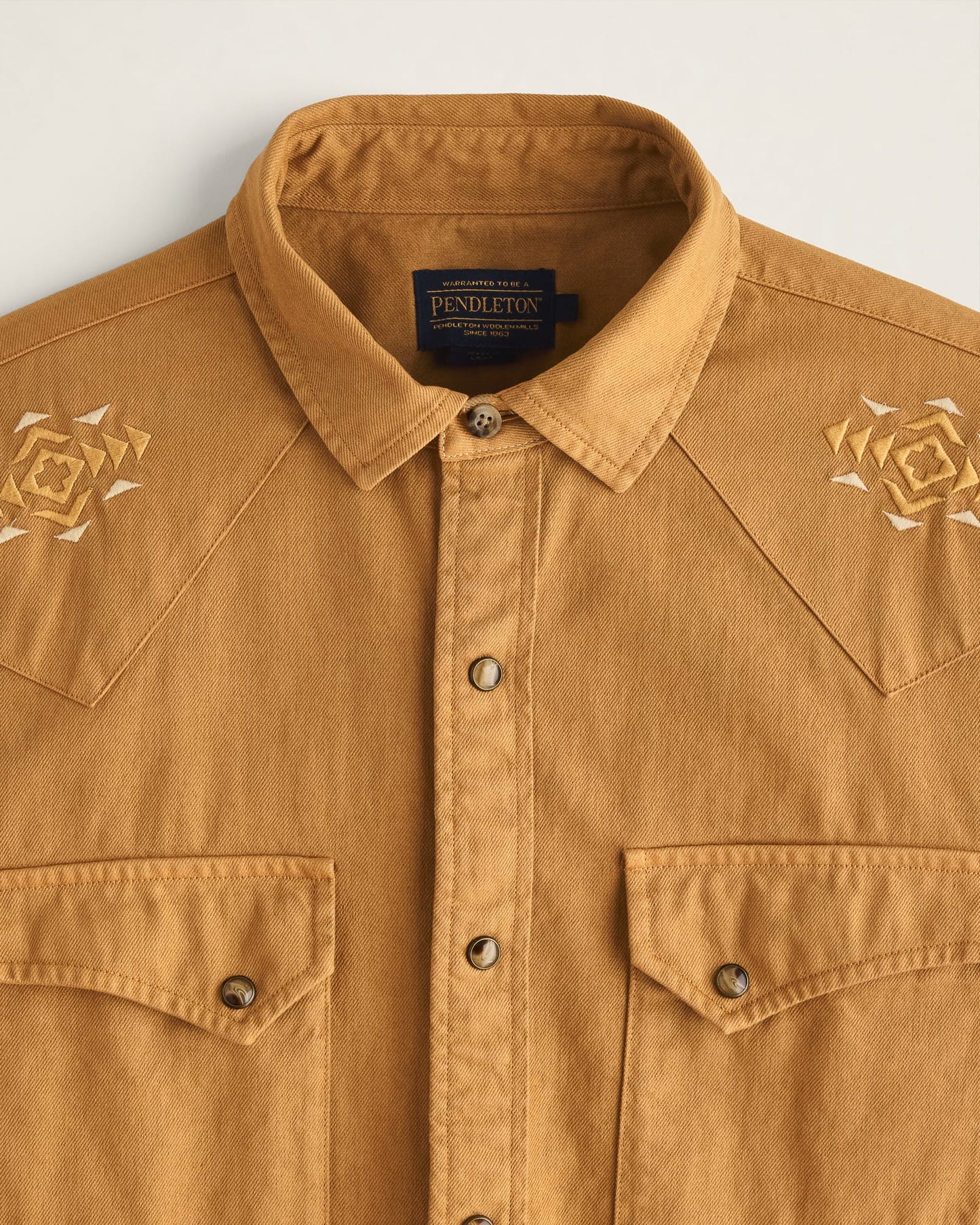 Chandler Embroidered Denim Shirt - Tan