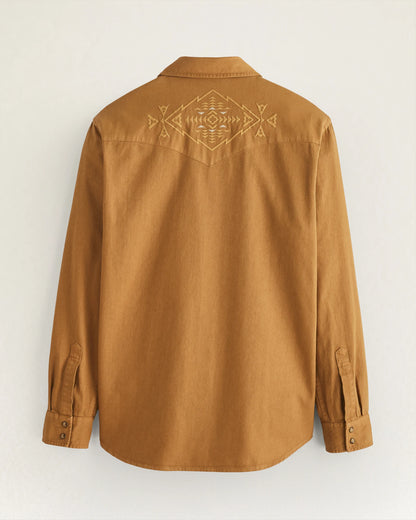 Chandler Embroidered Denim Shirt - Tan