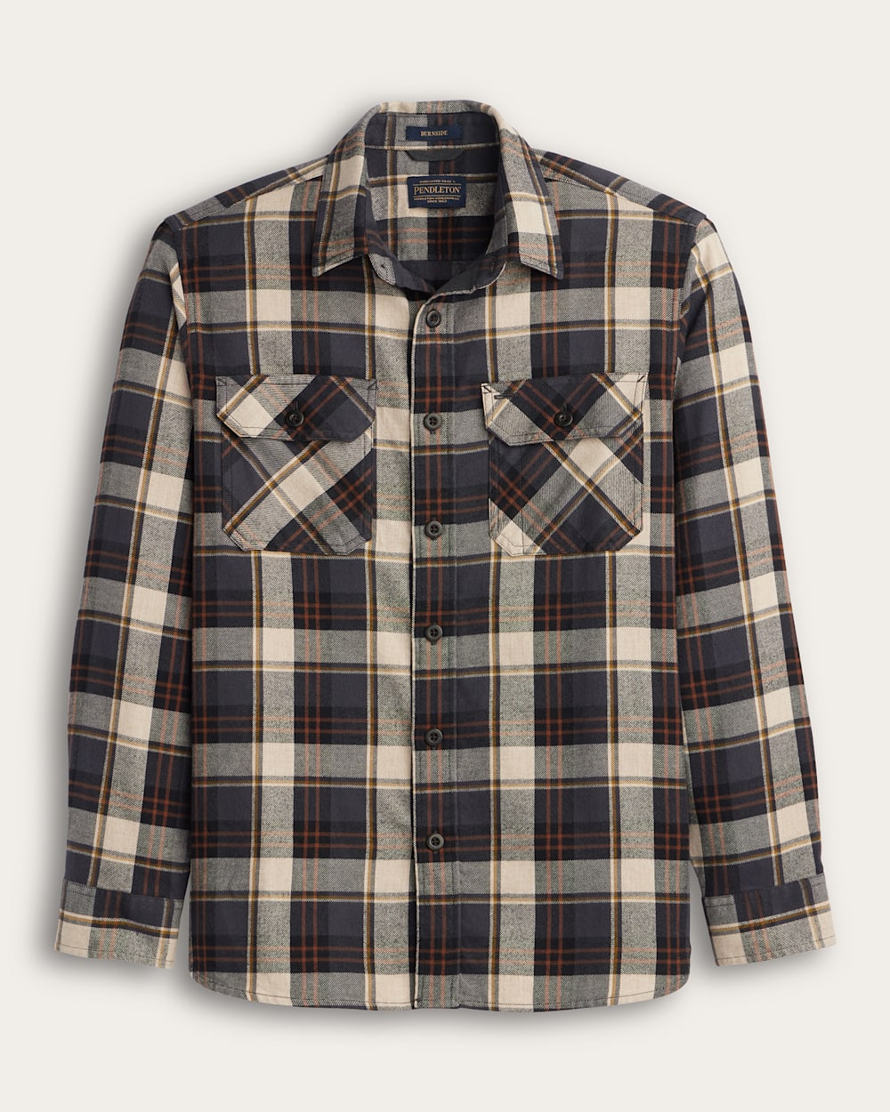 Burnside Flannel Shirt - Natural/Charcoal Plaid
