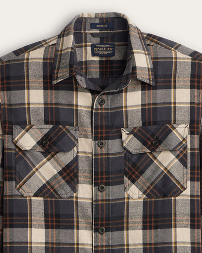 Burnside Flannel Shirt - Natural/Charcoal Plaid