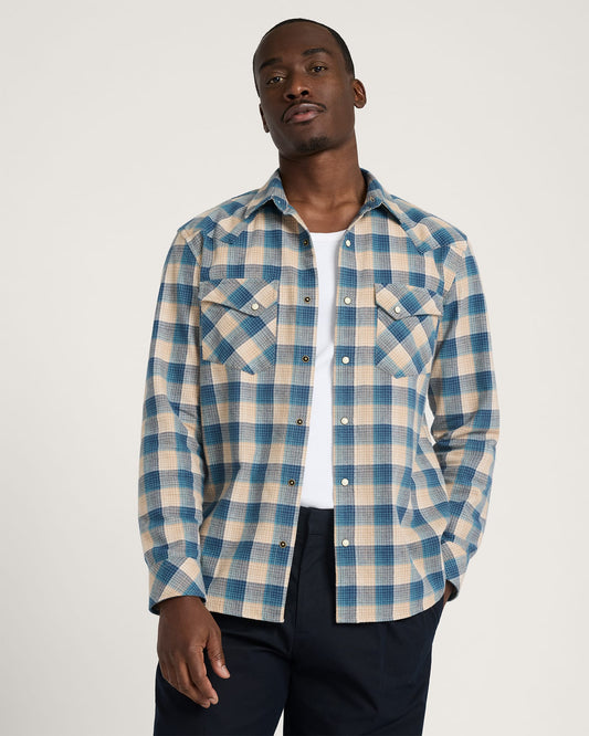 Wyatt Shirt - Tan/Blue Plaid