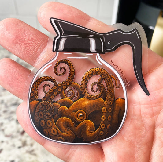 Clear Sticker: Octopus Coffee Pot