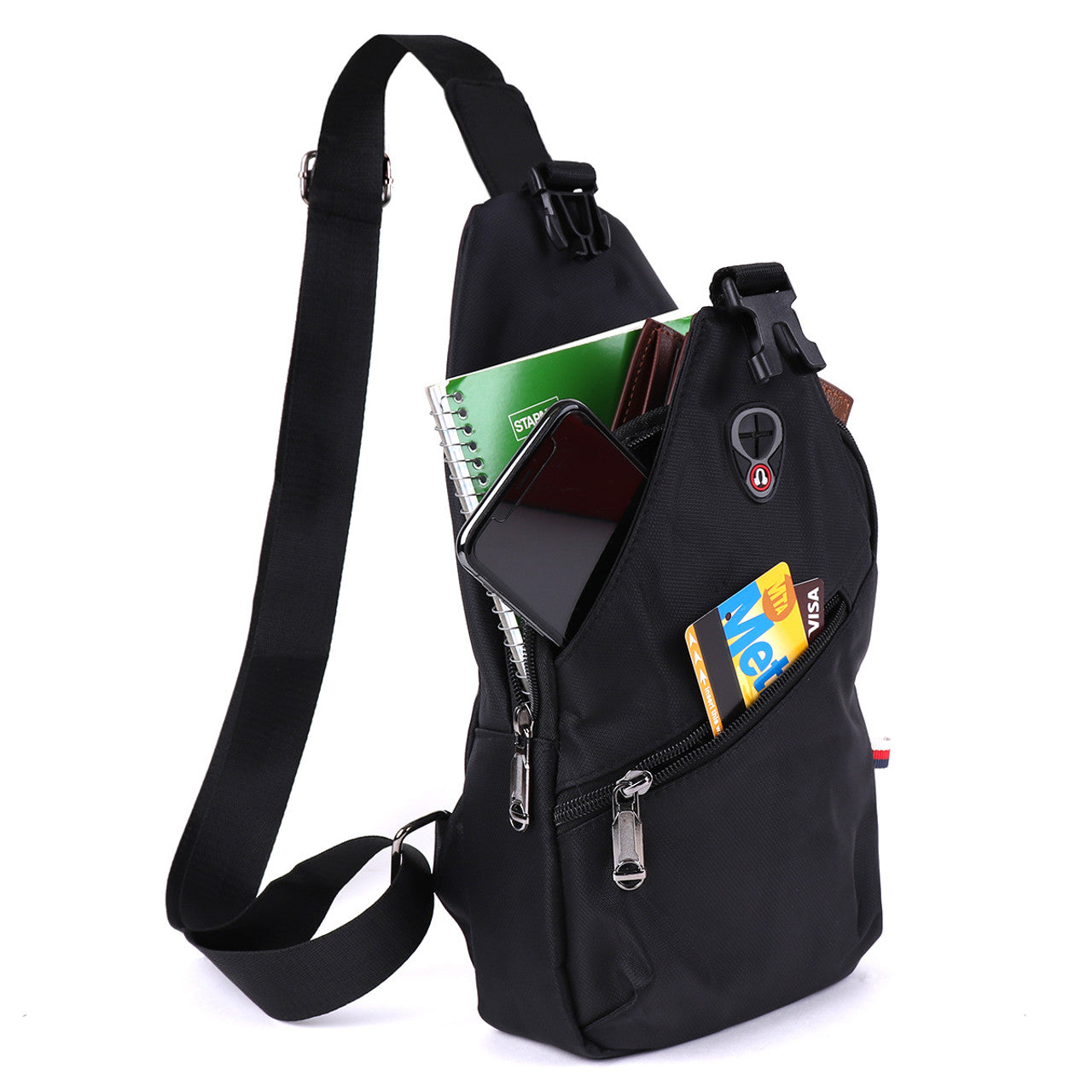 Crossbody Sling Bag w/ Adjustable Strap - Black