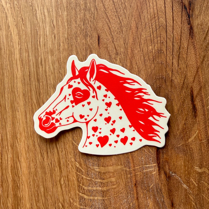 Bronco Hearts (Red) Vinyl Sticker 3"