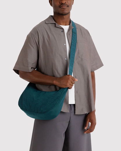 Medium Nylon Crescent Bag - Deep Sea