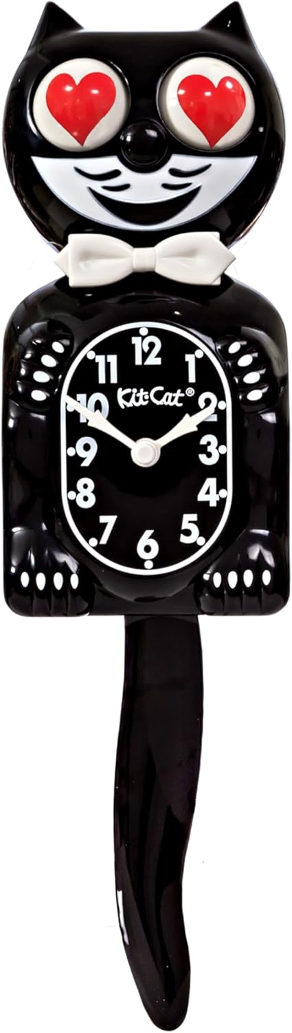 Classic Black Kit Cat Klock w/ Heart Eyes
