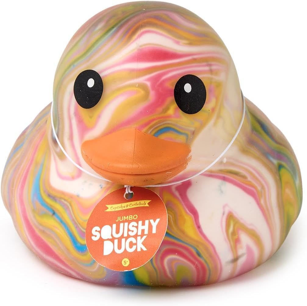 Jumbo Squishy Rainbow Marbled Duckie