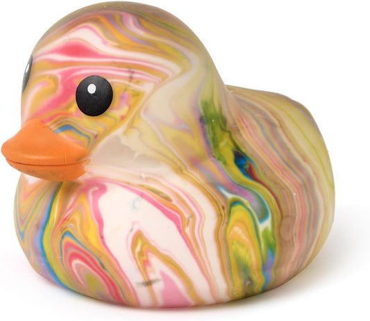 Jumbo Squishy Rainbow Marbled Duckie