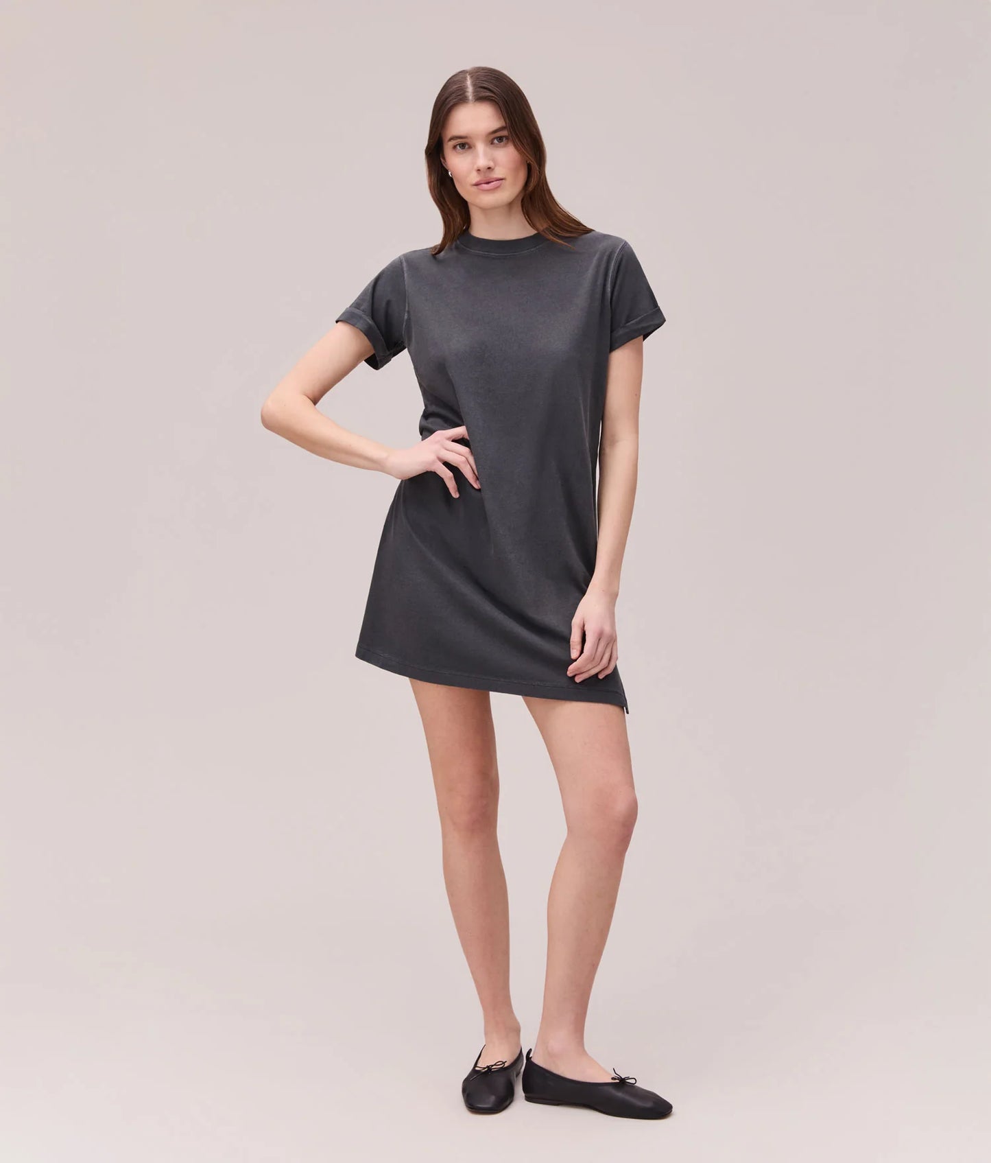 The Relaxed Mini Tee Dress - Stretch Limo
