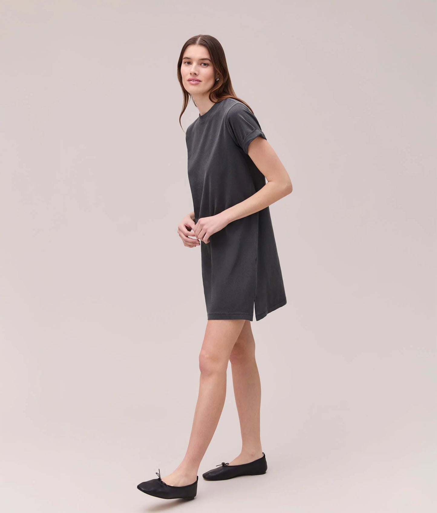 The Relaxed Mini Tee Dress - Stretch Limo