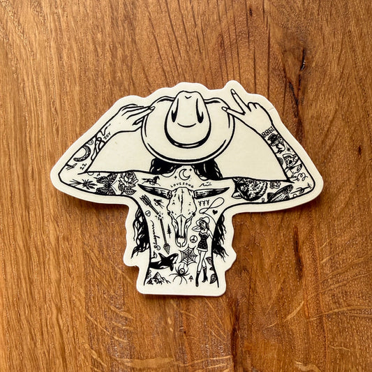 Tattooed Cowgirl #4 Vinyl Sticker 3"
