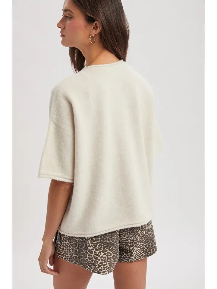 Button Up S/S Sweater Cardigan