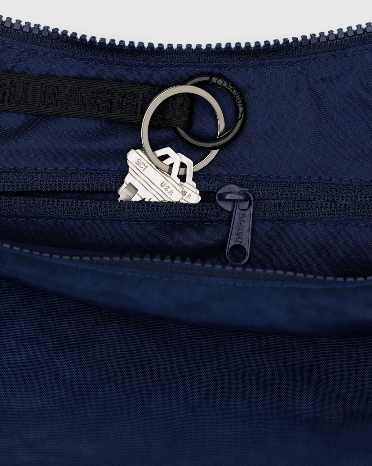 Medium Nylon Crescent Bag - Navy