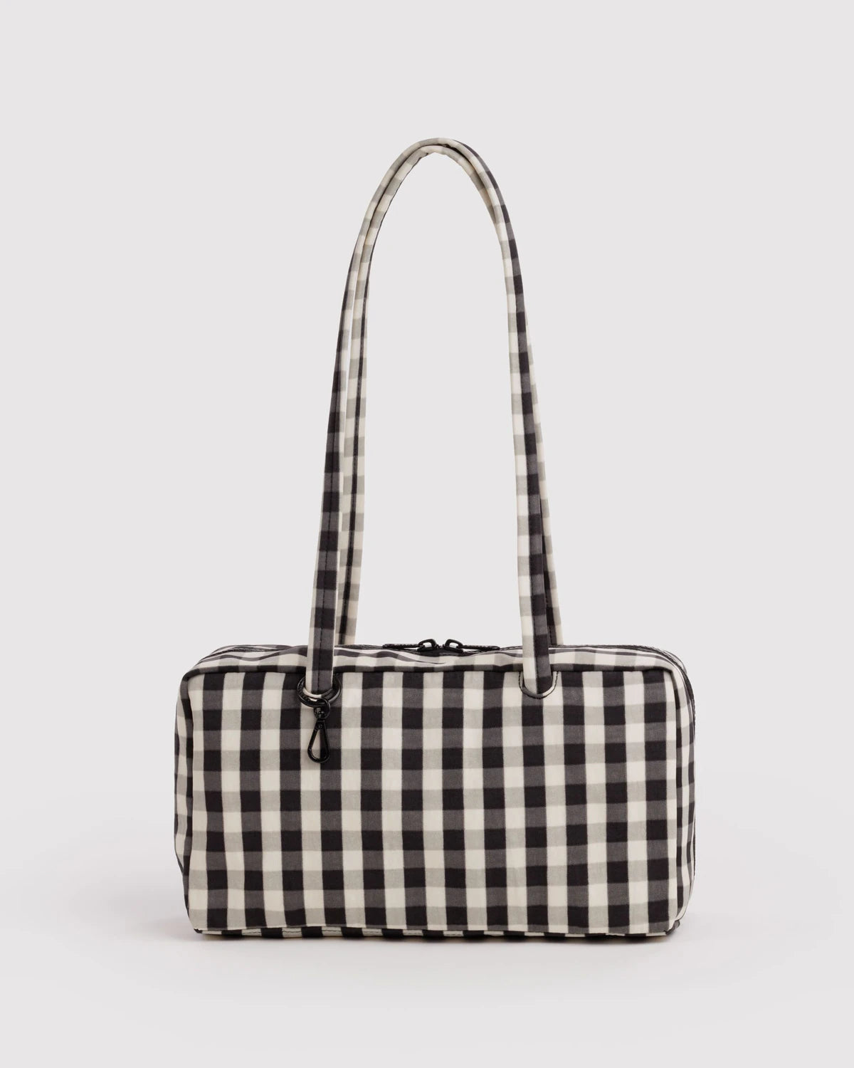 Nylon Bowler Bag - Black & Cream Gingham