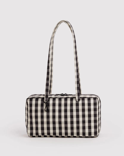 Nylon Bowler Bag - Black & Cream Gingham