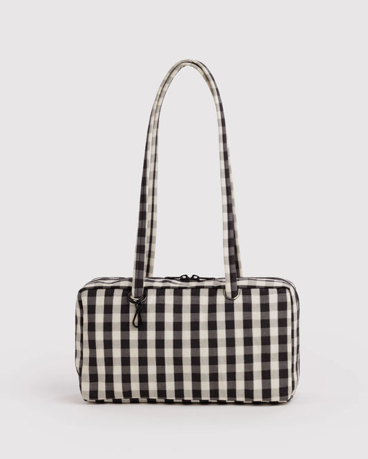 Nylon Bowler Bag - Black & Cream Gingham