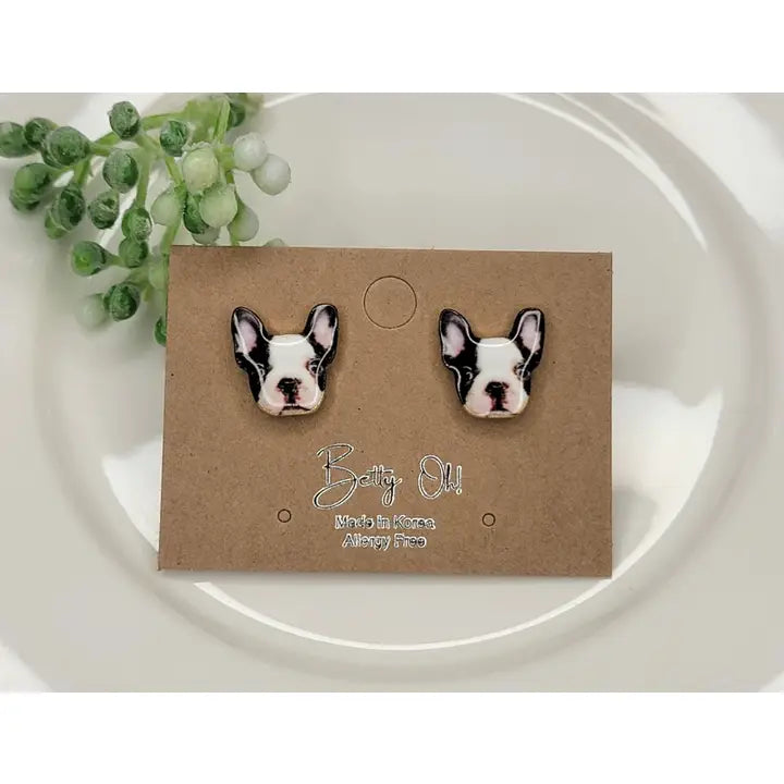 Frenchie Face Stud Earrings