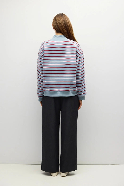 The Charlie Sweater - Blue/Burgundy/White