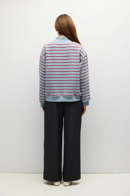 The Charlie Sweater - Blue/Burgundy/White