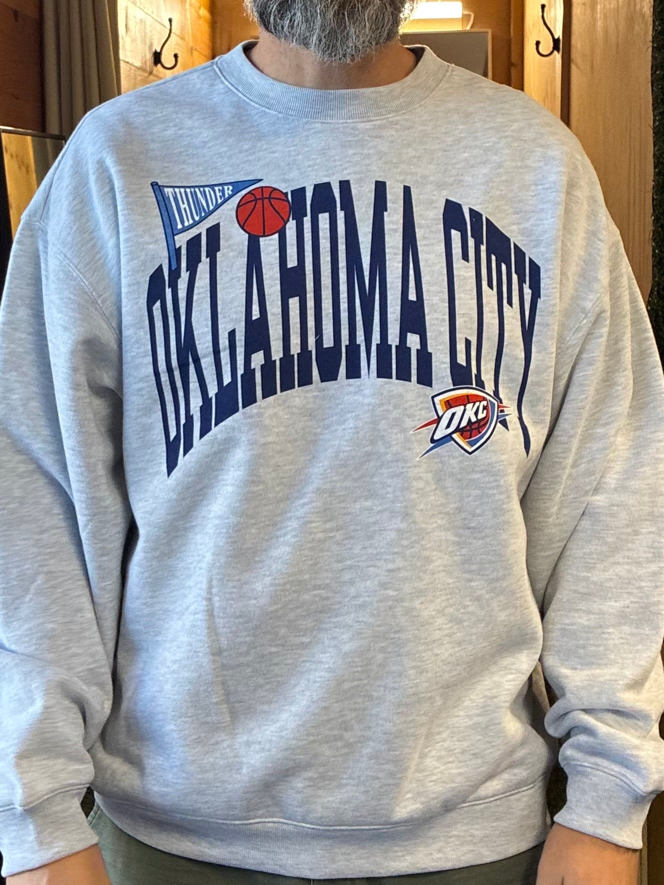 OKC Thunder Relay Grey Arched Icon Oversized Crew Wmn