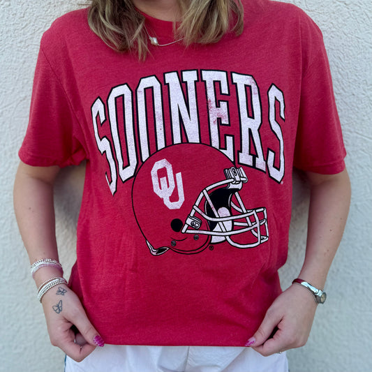 Sooners Football Helmet Tee - Red