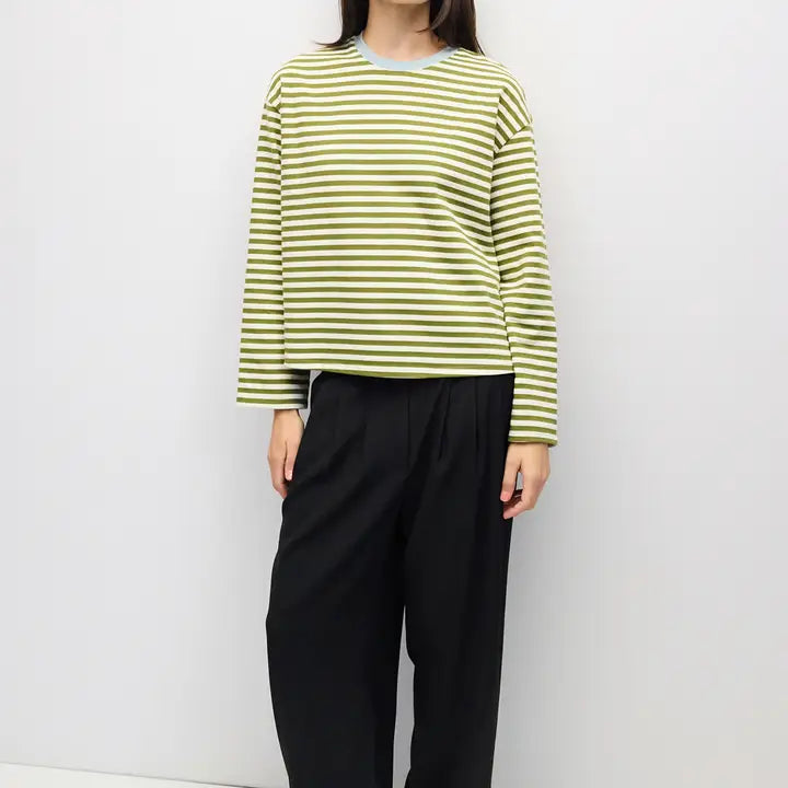 The Jessie Top - Olive/Cream/Blue