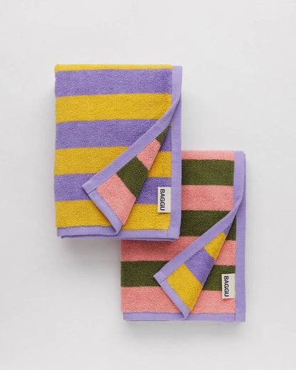 Hand Towel Set of 2 - Sunset Quilt Stripe