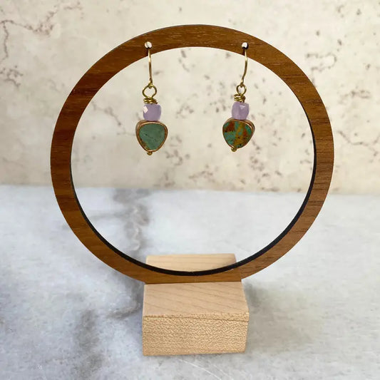 Turquoise Stone Gold Vermeil Earrings - Cube Stone