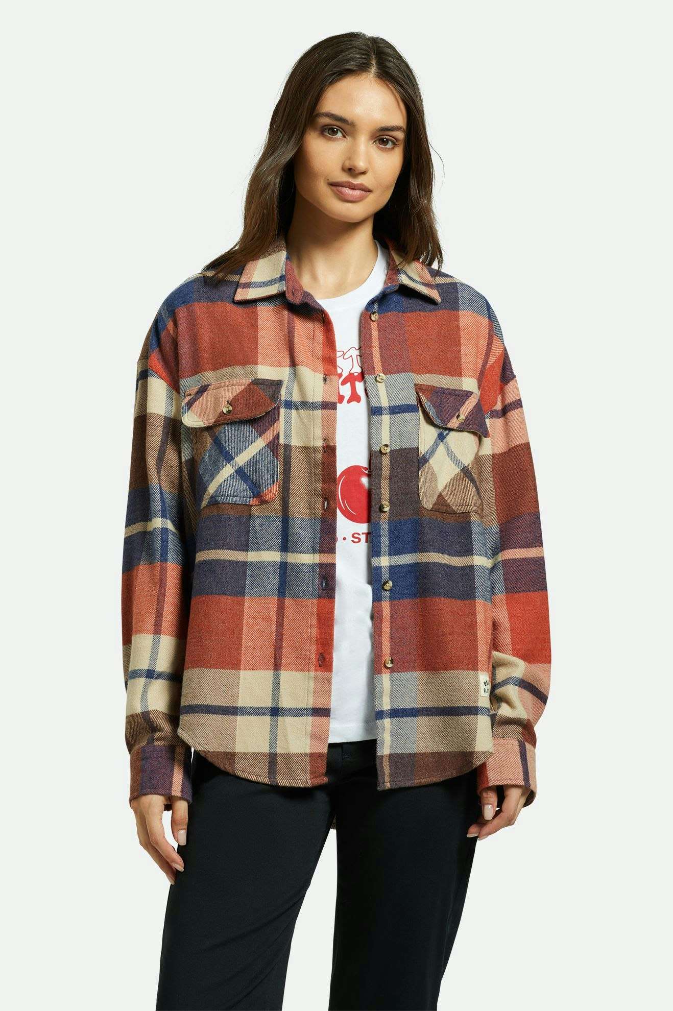 Bowery Women's Classic Flannel - Navy/Mars Red