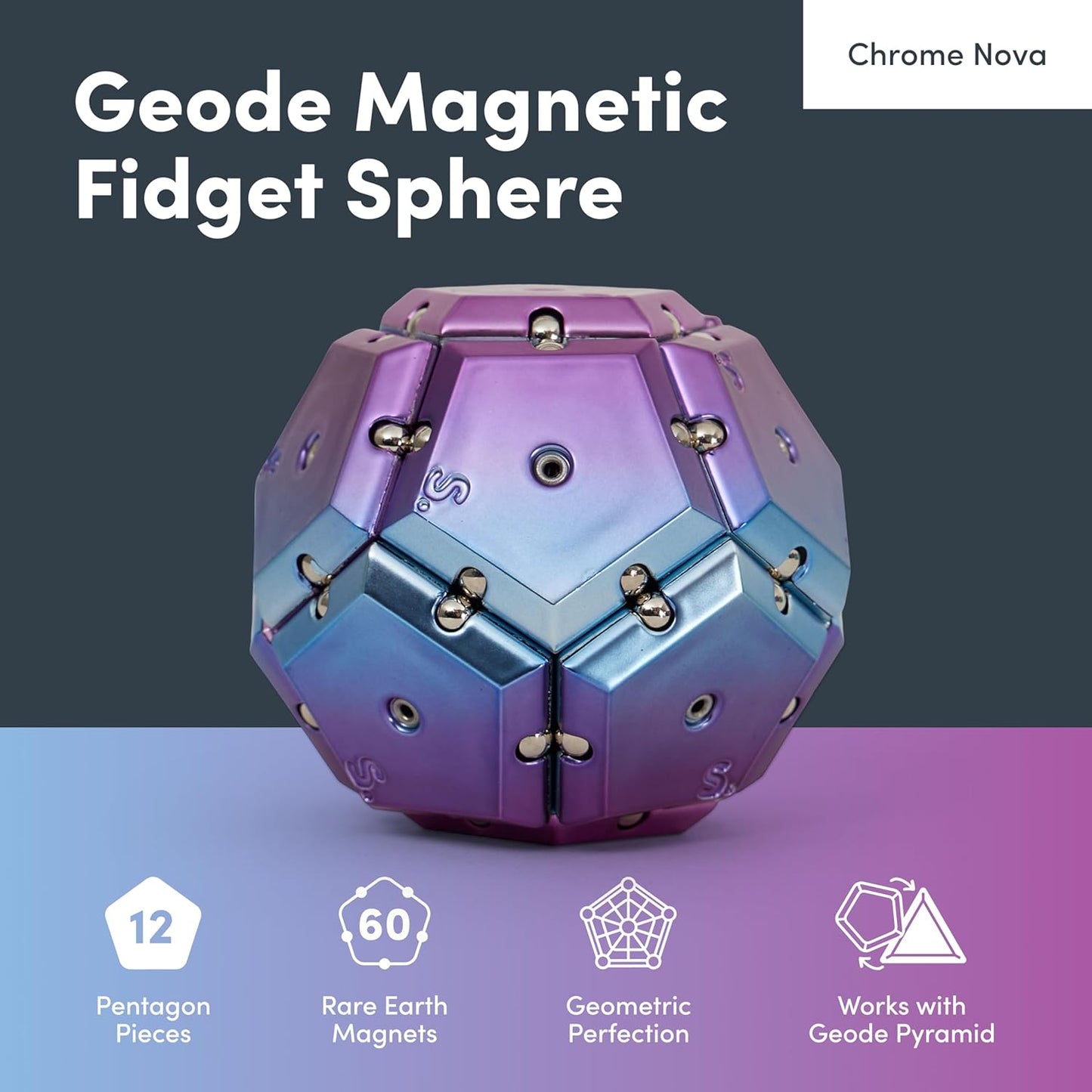 Geode Magnetic Chrome Fidget - Nova