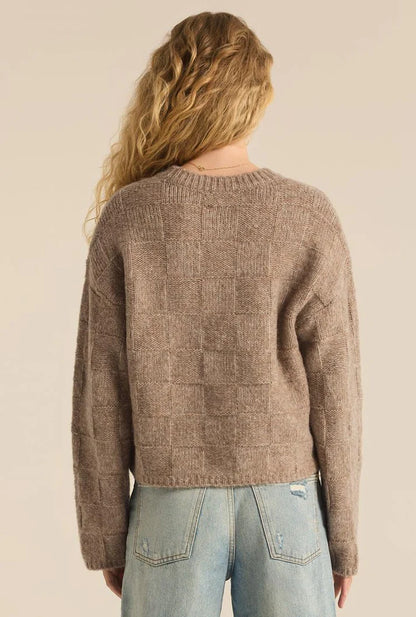 Delilah Check Sweater - Light Oatmeal Heather