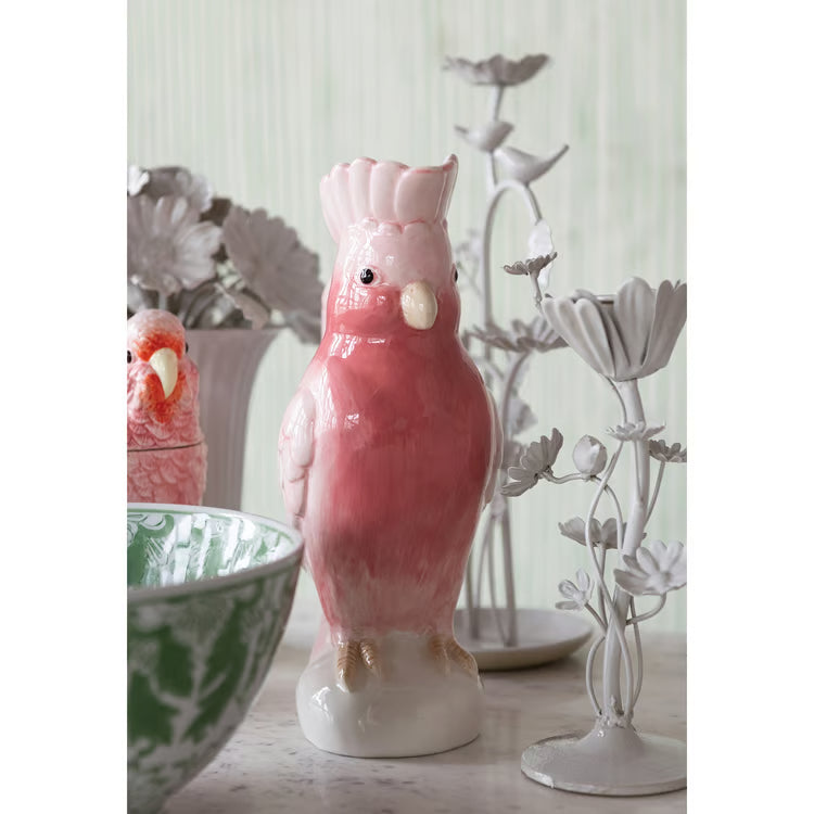 6-3/4"L x 11-3/4"H Ceramic Cockatoo Pitcher