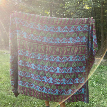 Overdyed Kantha Throw Blanket