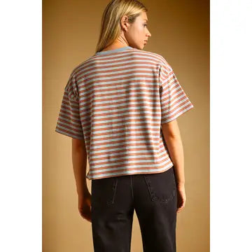 Double Striped S/S Top - Blue/Rust