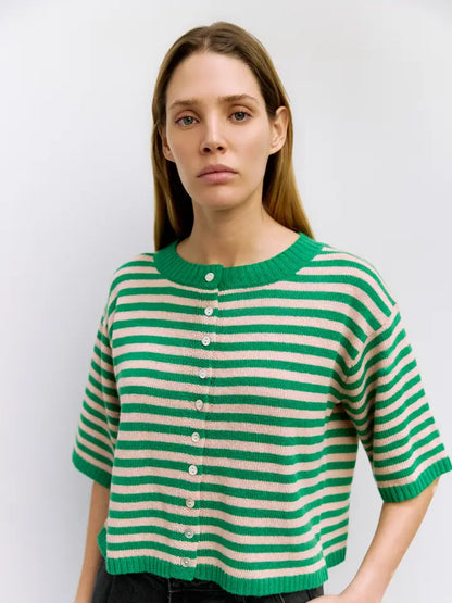 The Jenny Cardigan - Green/Pink