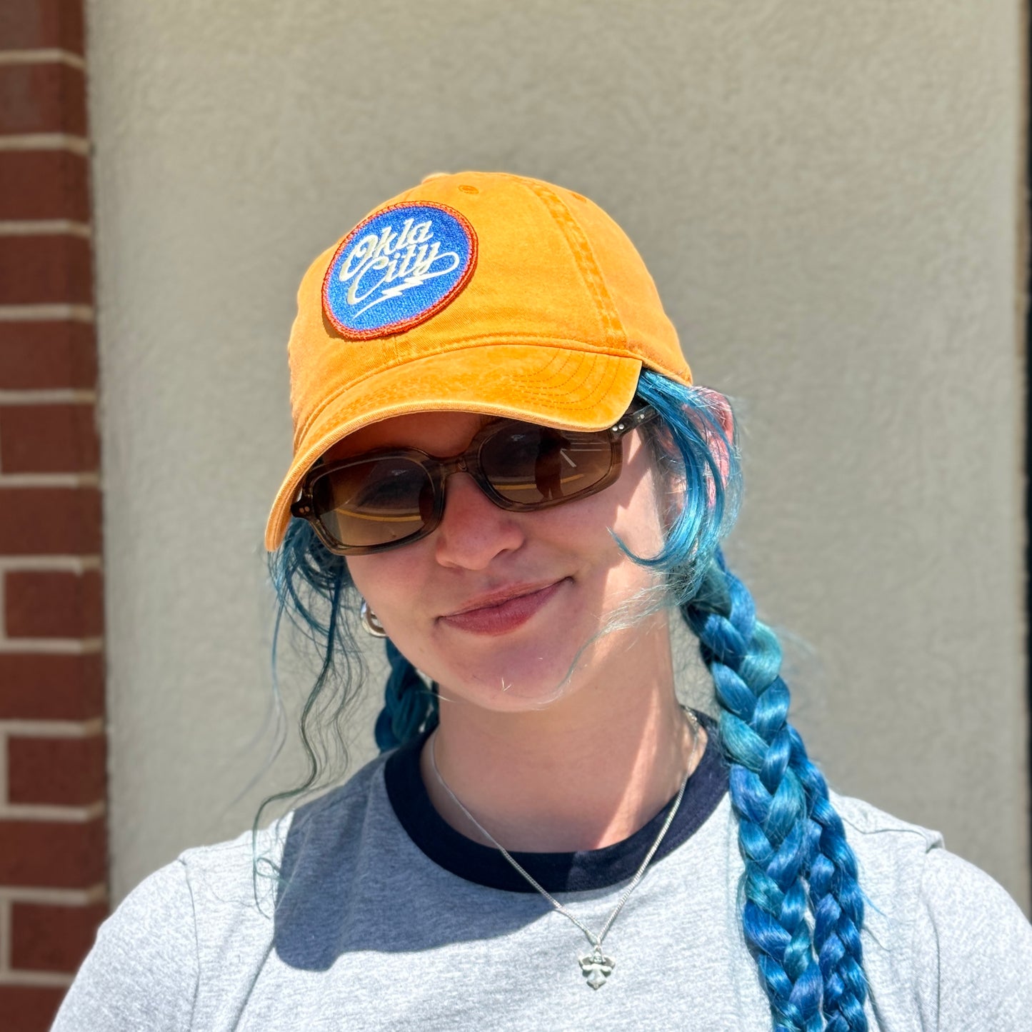 Okla City Script Patch Dad Hat - Orange