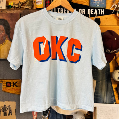 Cropped OKC Bolt Drop Tee - Chambray