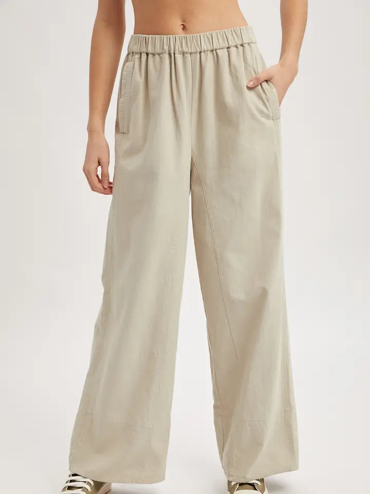 Wide Leg Pull-On Pant - Stone