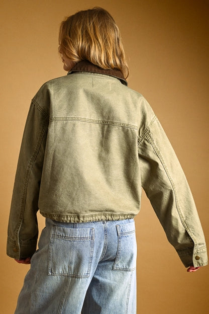 Collared Utility Jacket - Olive